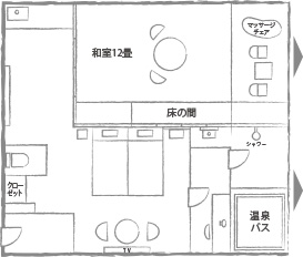 温泉半露天風呂付客室「ファミリースイート」見取り図