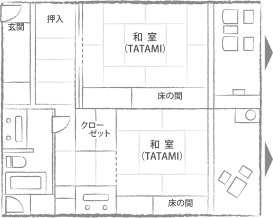 庭園側 二間大部屋客室 見取り図