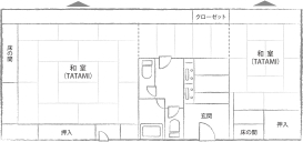 庭園側 二間大部屋客室 見取り図 B