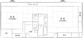 山側 二間大部屋客室 見取り図 B