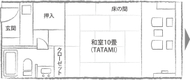 庭園側 標準客室 見取り図