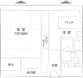 一般客室・セミダブルベッド1床 見取り図