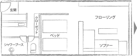 ガーデンビュー 温泉シャワーブース付ツイン 見取り図